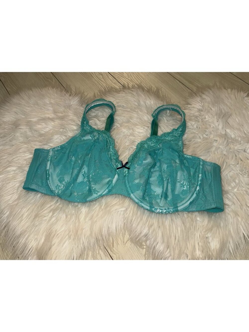Cacique Lace Covered Unlined Full Coverage Bra Underwire Womens 44C Green